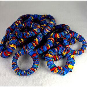 Set 16 Napkin Rings fabric vintage NWOT Handmade 2.5"Plastic base Mexican colors